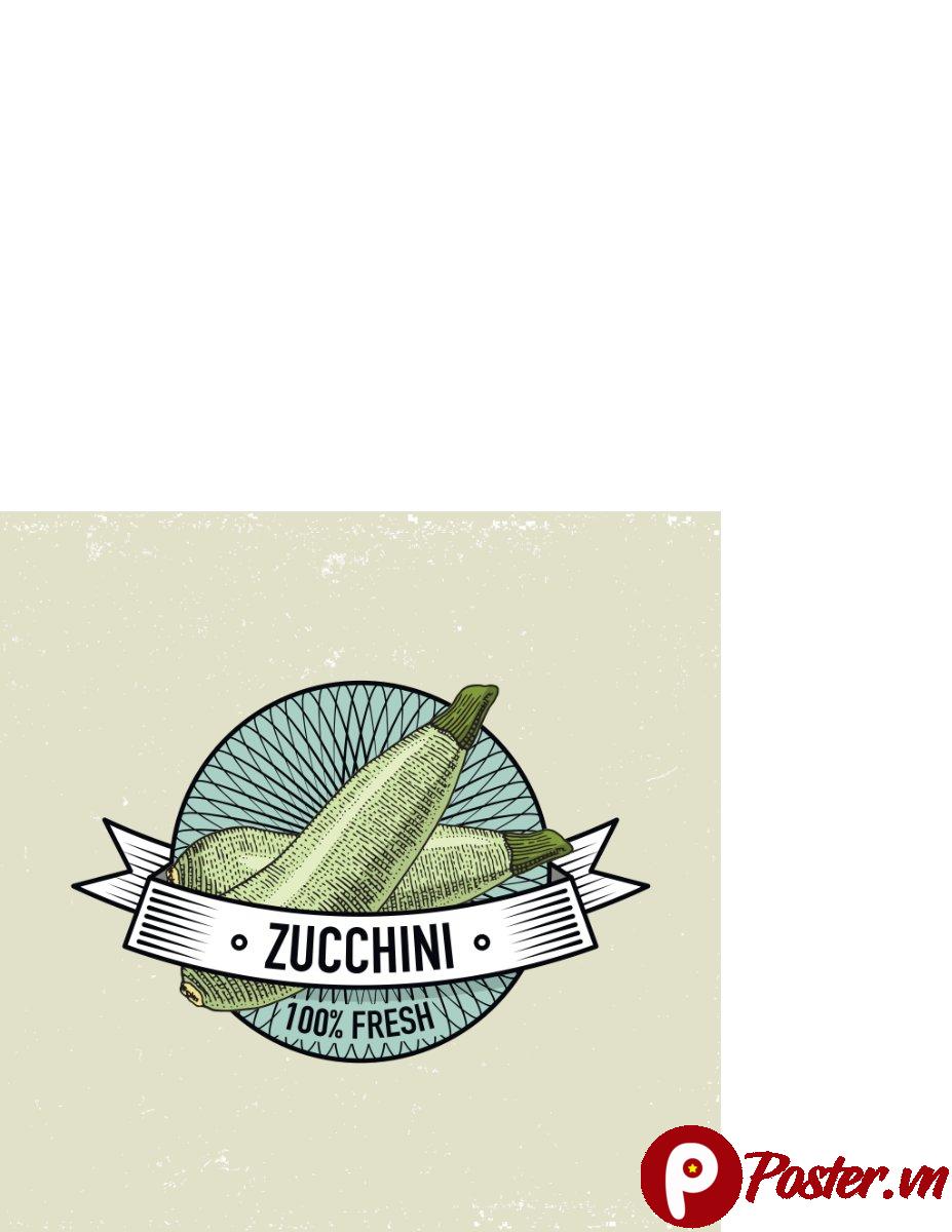 Vector Logo Zucchini 100% Fresh