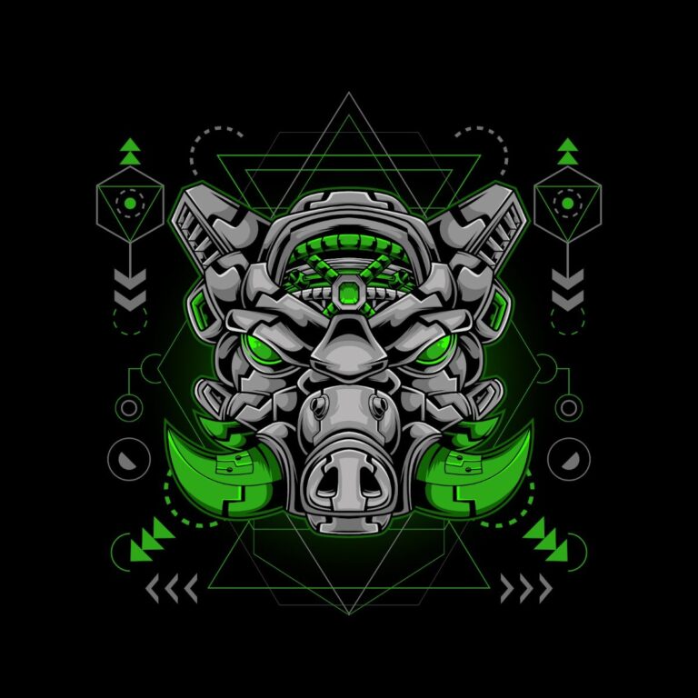 Vector lợn rừng cyberpunk