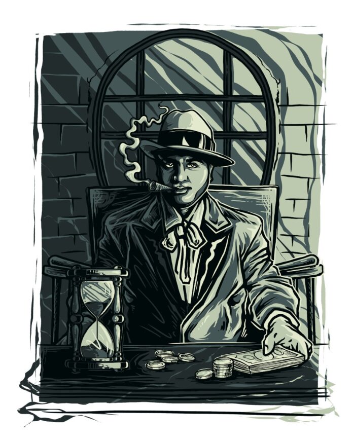 Vector mafia cổ điển hút xì gà