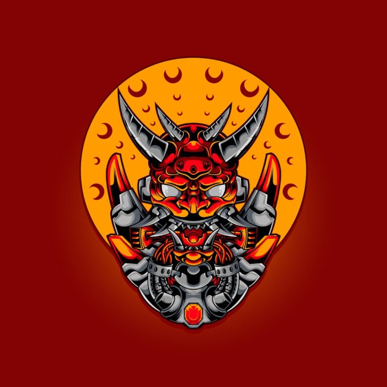 Vector Mặt Nạ Oni Đồ Họa Độc Đáo