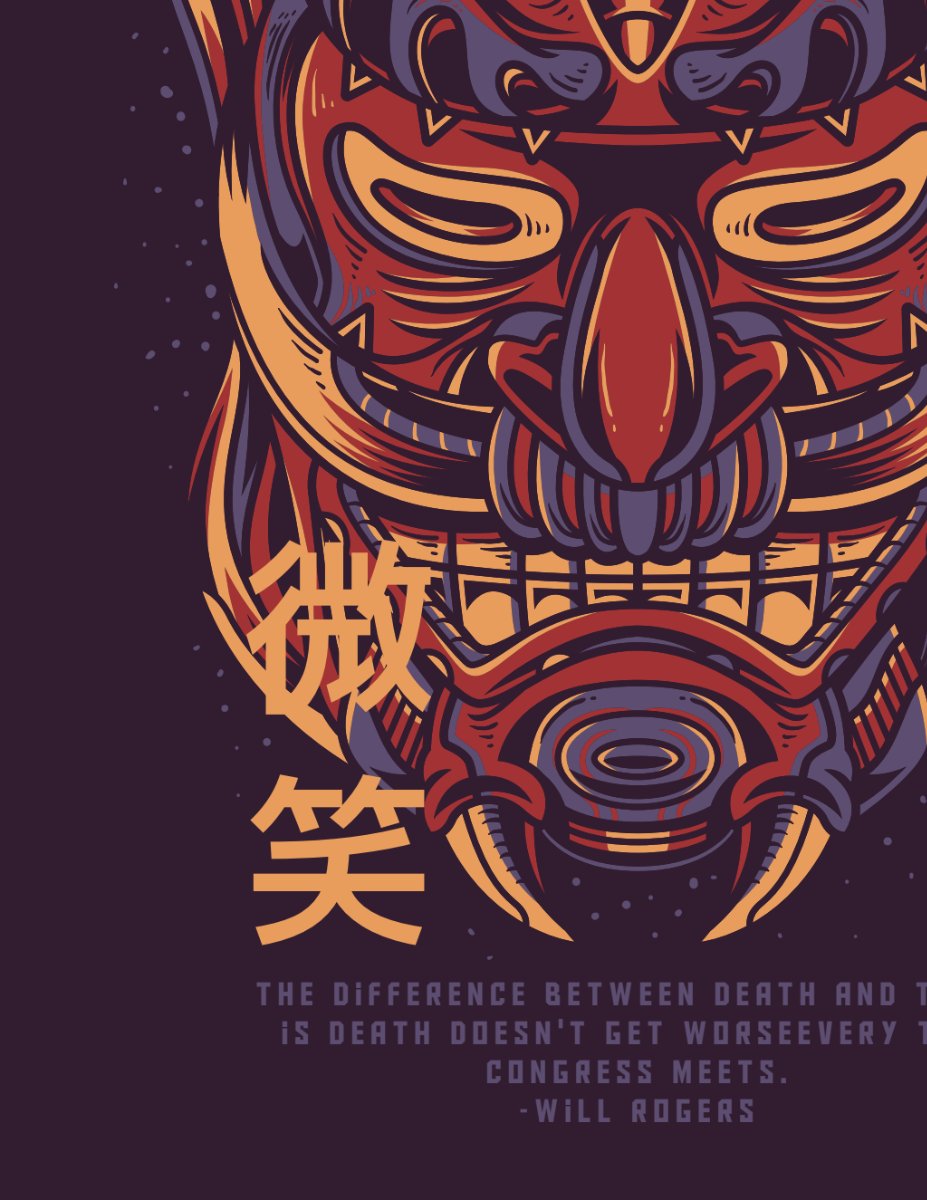 Vector Mặt Nạ Oni Đồ Họa Kinh Dị