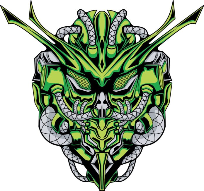 Vector mặt nạ robot đồ họa xanh