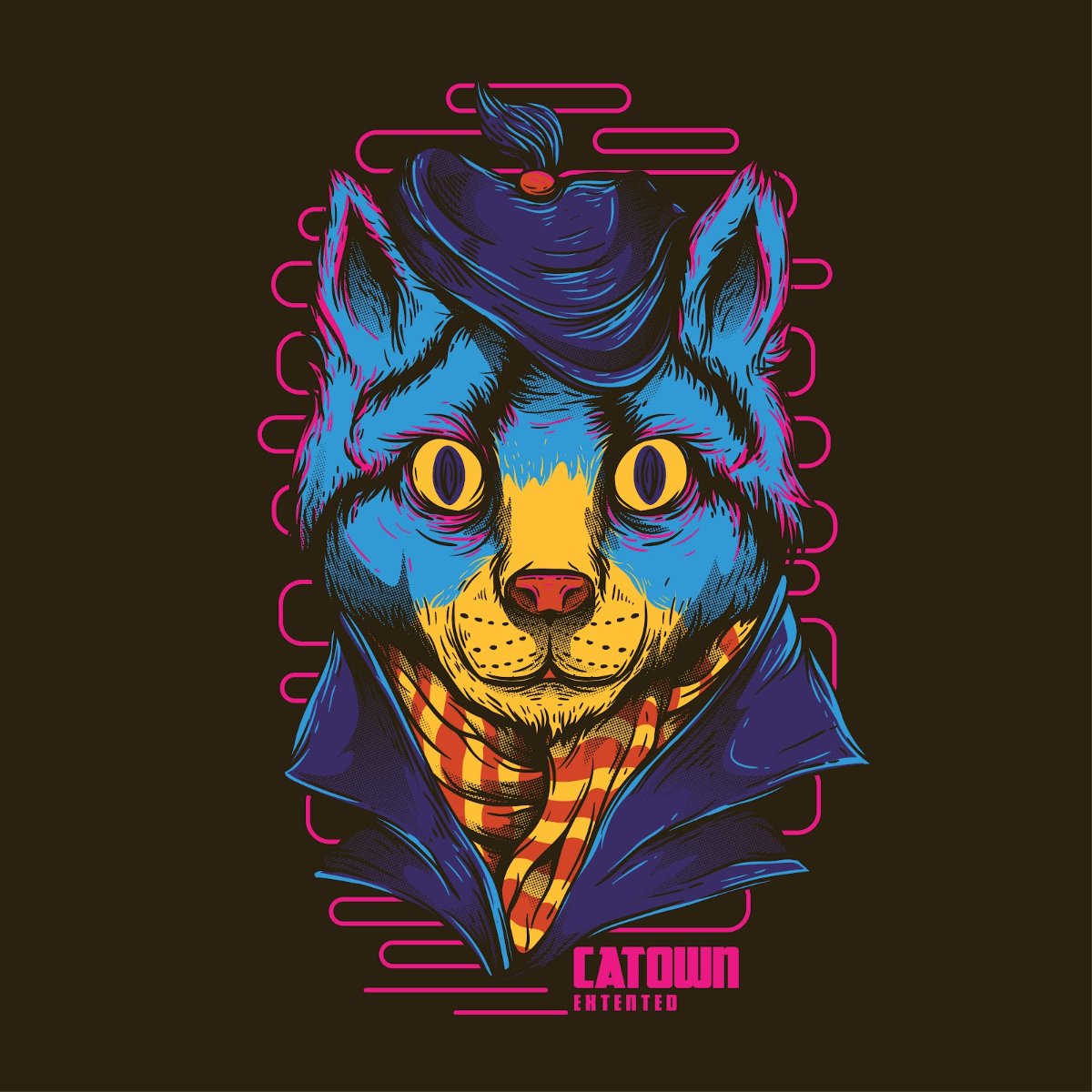 Vector mèo đeo khăn đồ họa