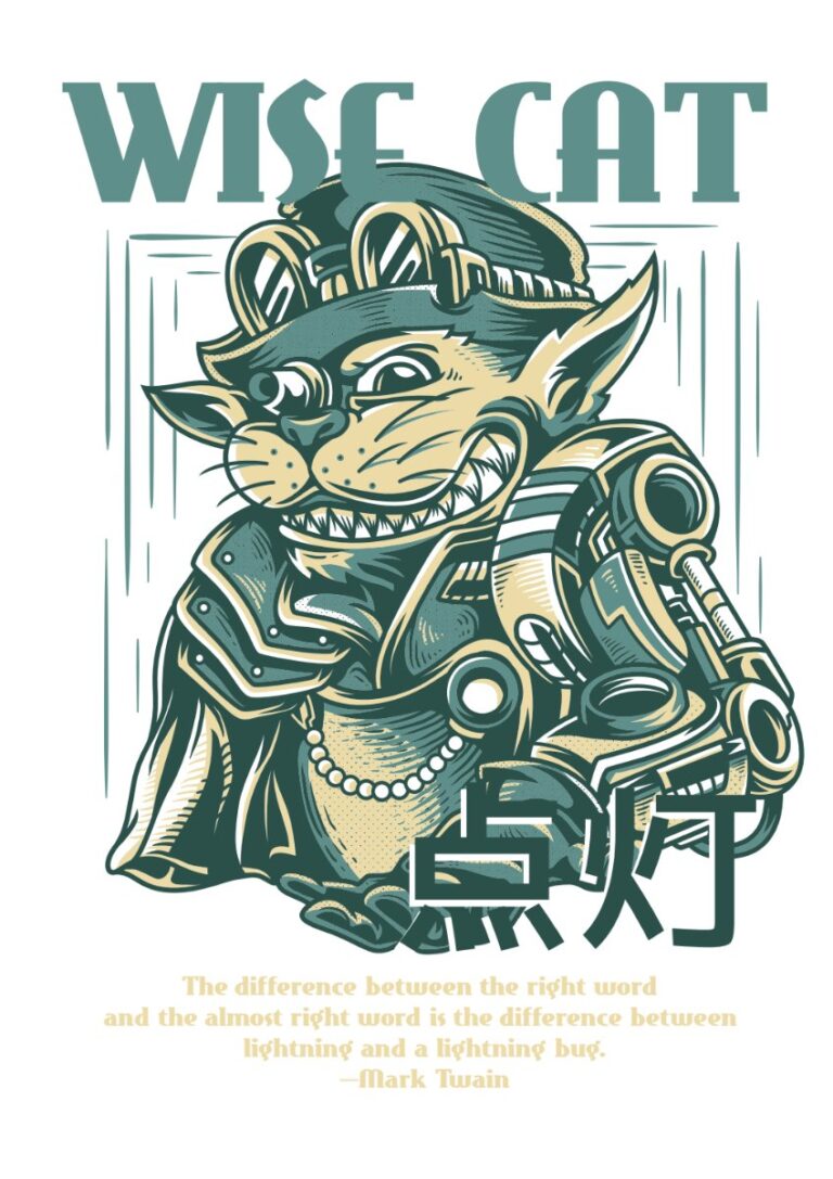 Vector mèo steampunk