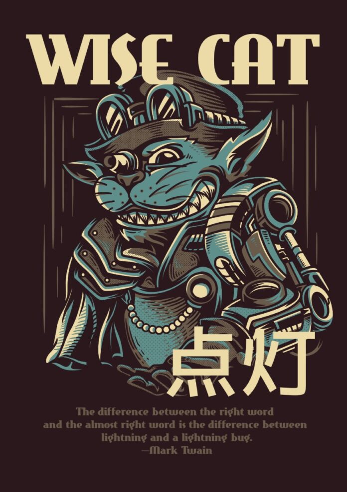 Vector mèo steampunk độc đáo