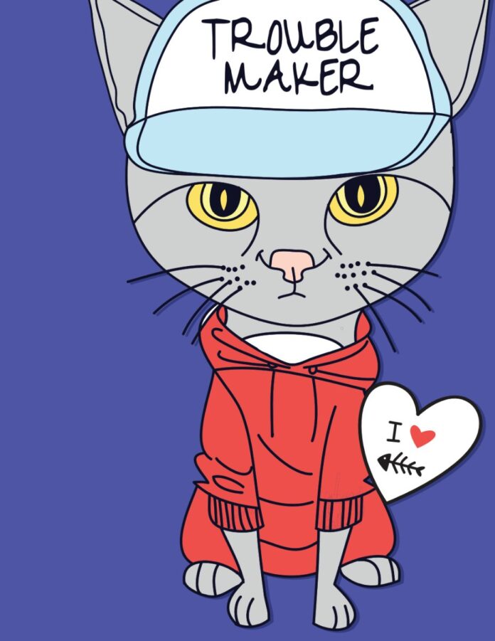 Vector mèo Trouble Maker dễ thương