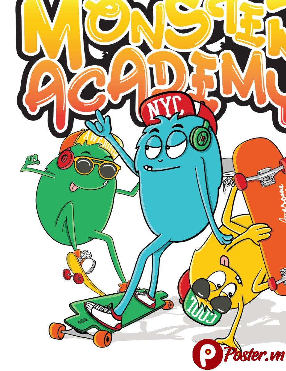 Vector Monster Academy trượt ván