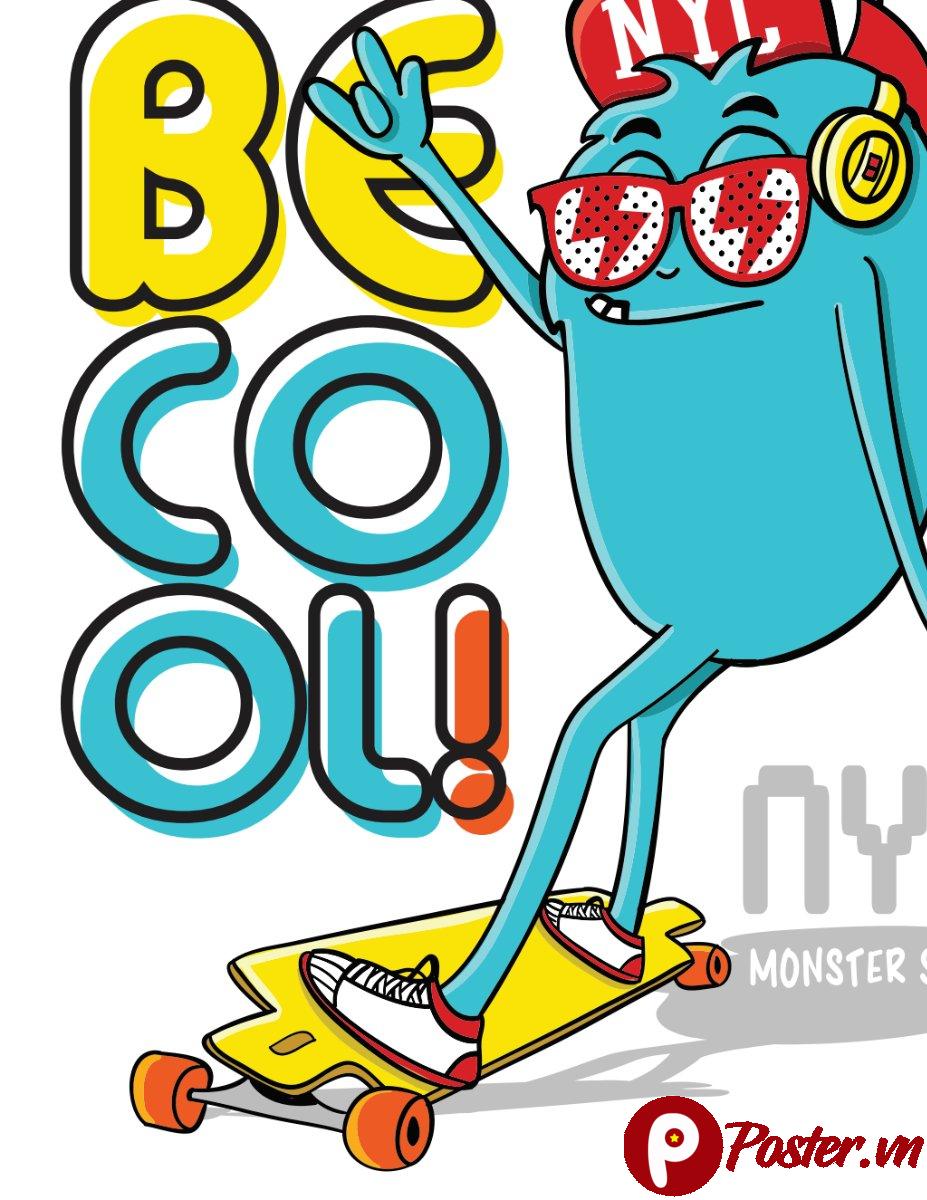 Vector Monster Skateboard Be Cool