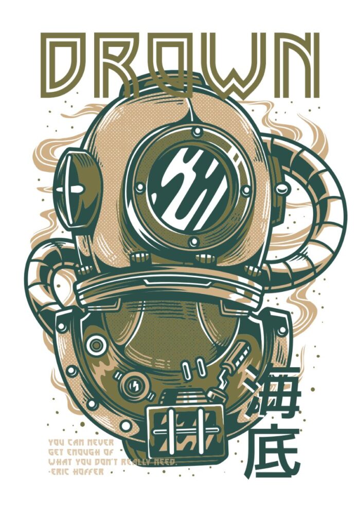 Vector mũ lặn cổ điển DROWN