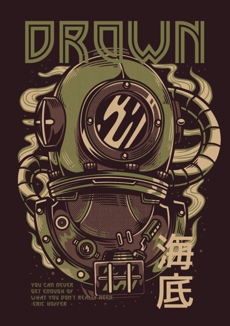 Vector mũ lặn cổ điển DROWN