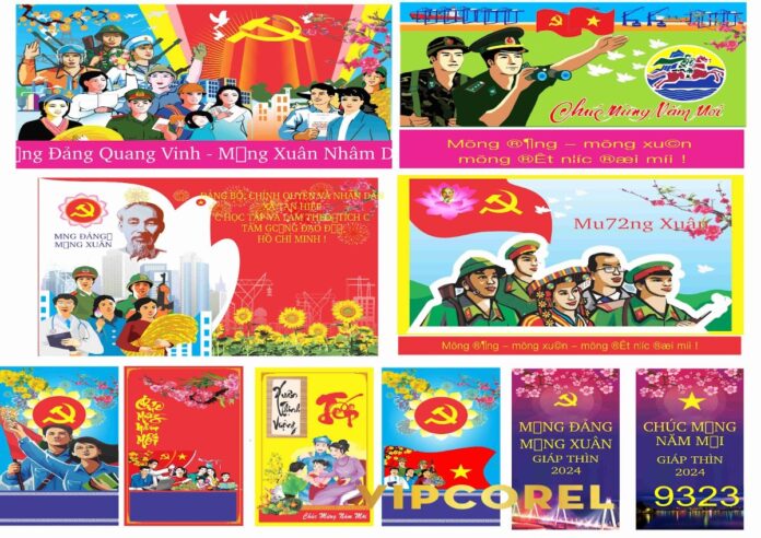 Vector Mừng Đảng Mừng Xuân VIPcorel