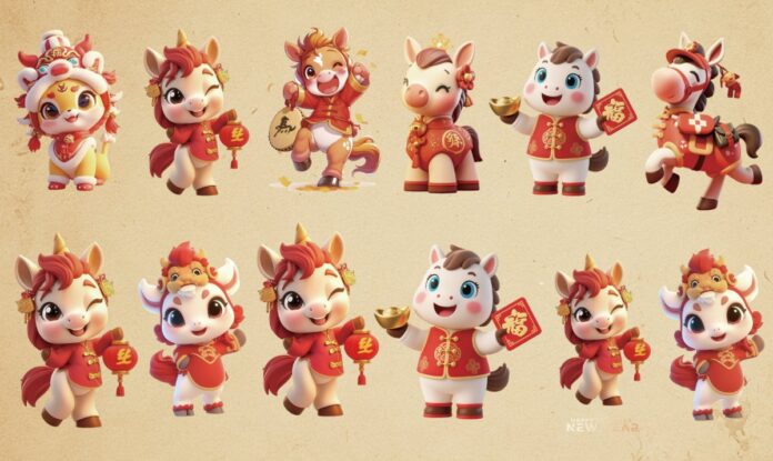 Vector Ngựa Hoạt Hình Tết