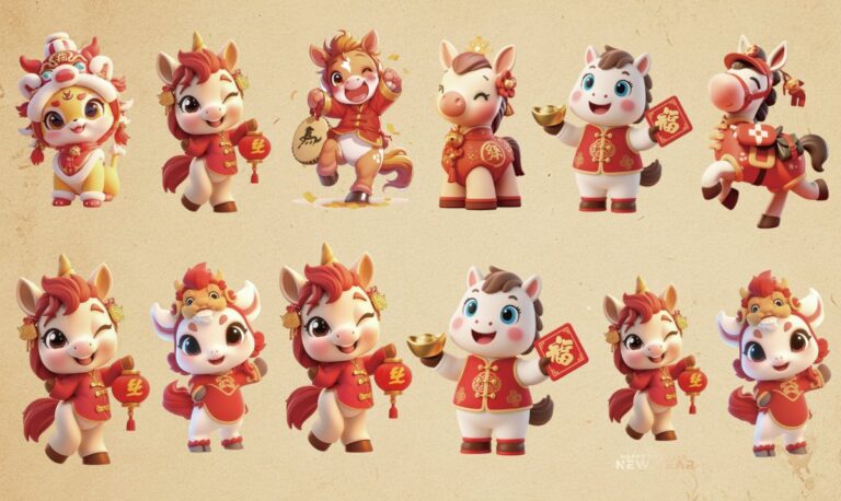 Vector Ngựa Hoạt Hình Tết