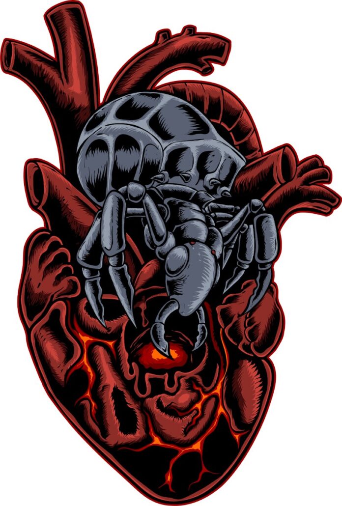 Vector nhện trái tim đồ họa kinh dị