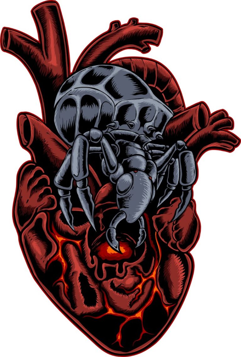 Vector nhện trái tim đồ họa kinh dị