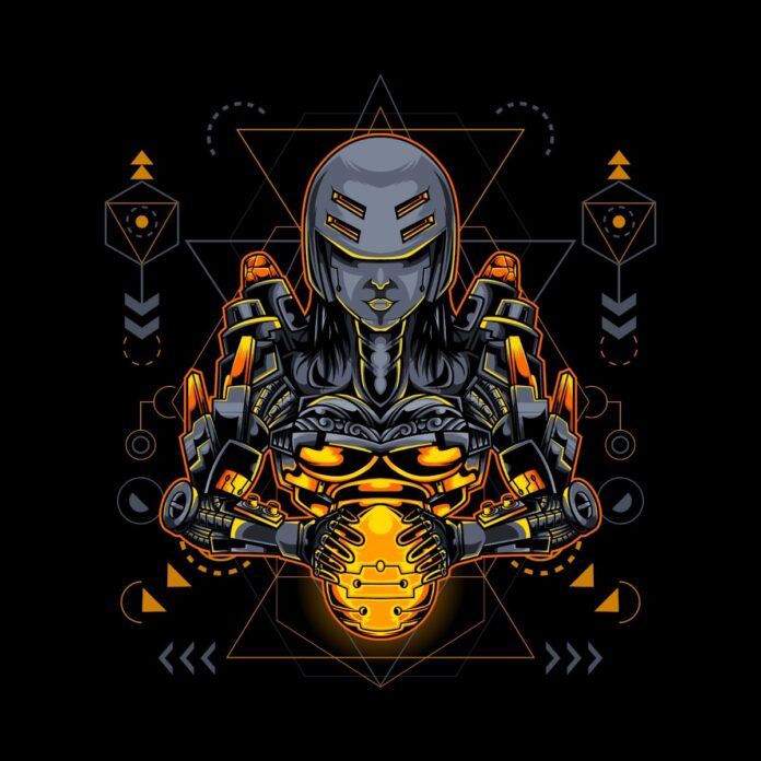 Vector nữ chiến binh cyberpunk