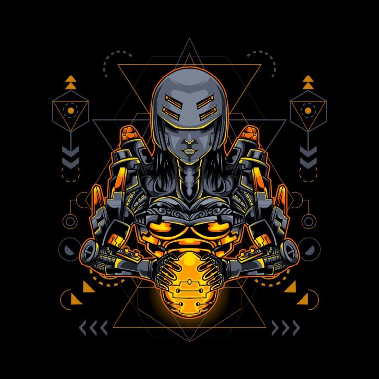 Vector nữ chiến binh cyberpunk