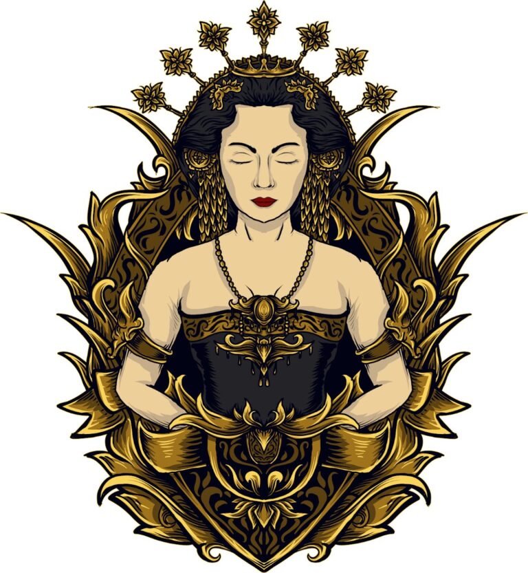 vector nữ hoàng vàng đen