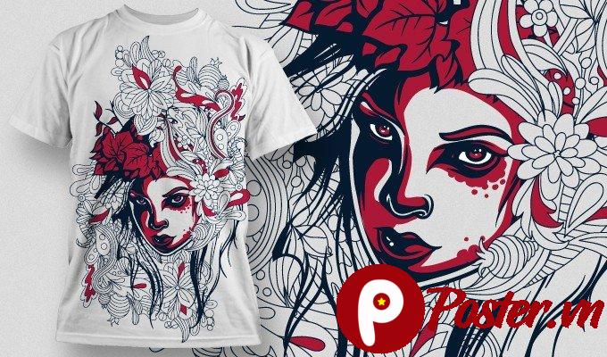 Vector nữ thần đồ họa áo thun