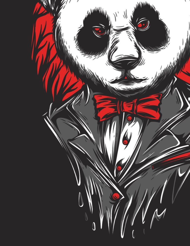Vector panda đeo nơ đỏ