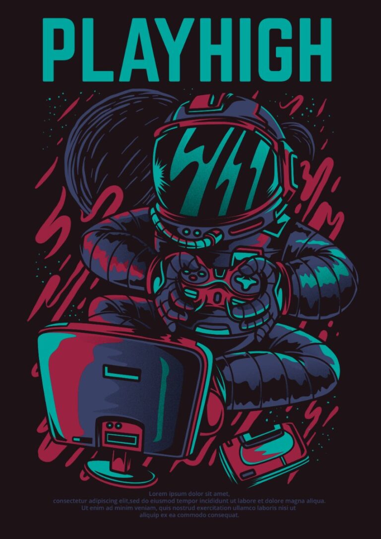 Vector phi hành gia chơi game