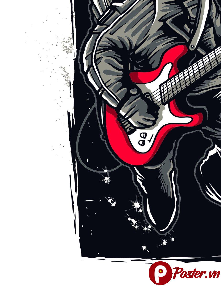 Vector phi hành gia đánh guitar