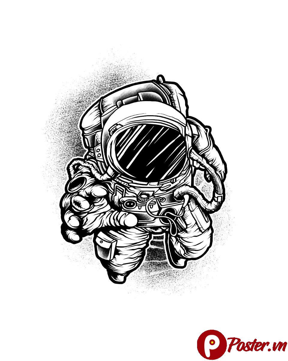 Vector phi hành gia đen trắng