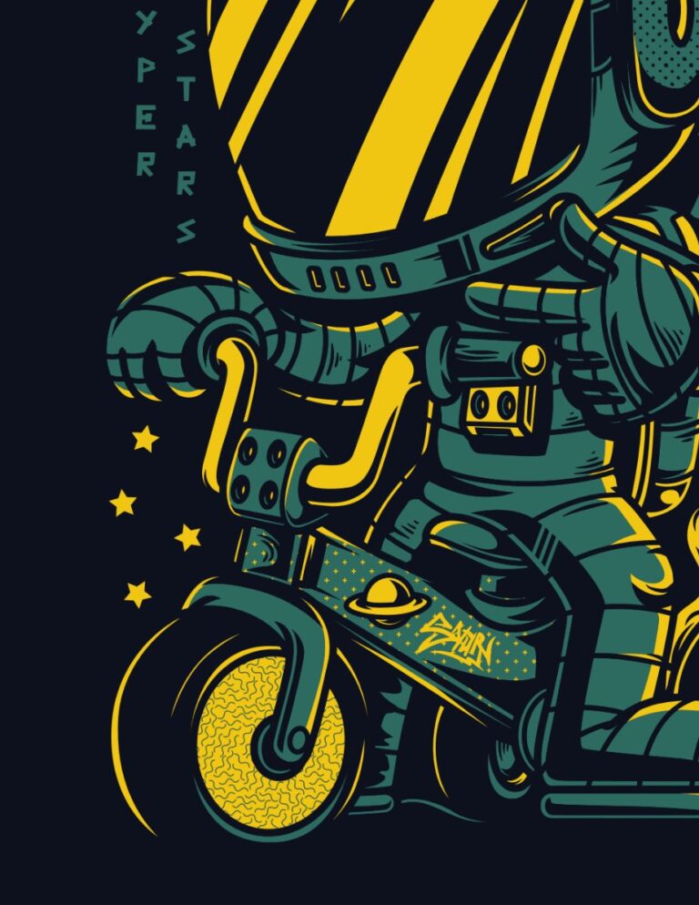 Vector phi hành gia đi xe đạp