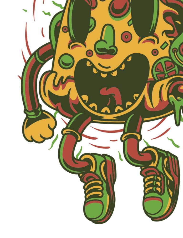 Vector pizza hoạt hình vui nhộn