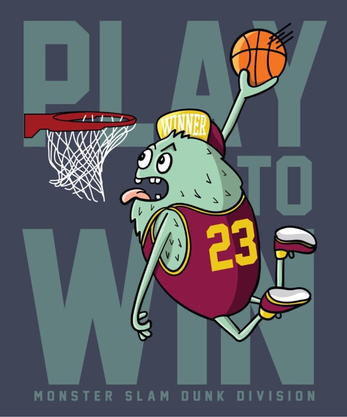 Vector quái vật chơi bóng rổ