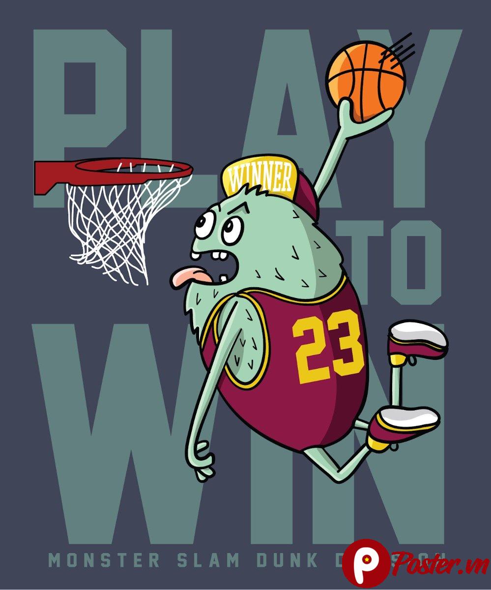 Vector quái vật chơi bóng rổ