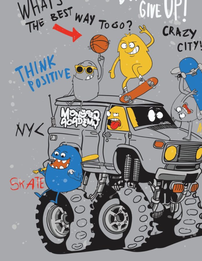 Vector Quái Vật Vui Nhộn Xe Bán Tải