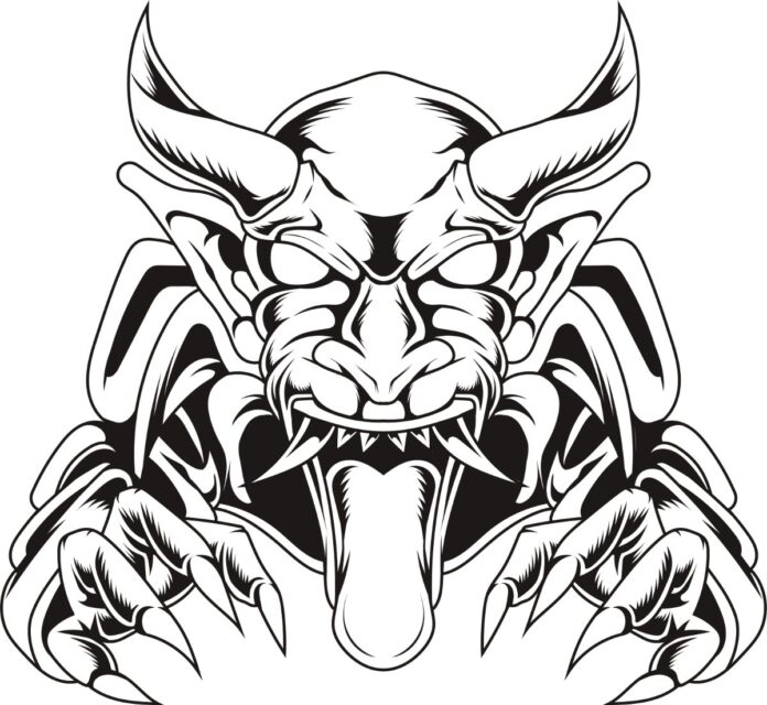 Vector quỷ Hannya đen trắng
