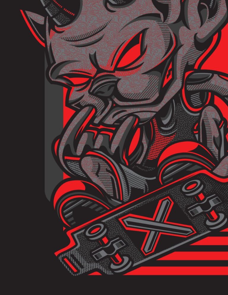 Vector Quỷ Oni Skateboard Đồ Họa