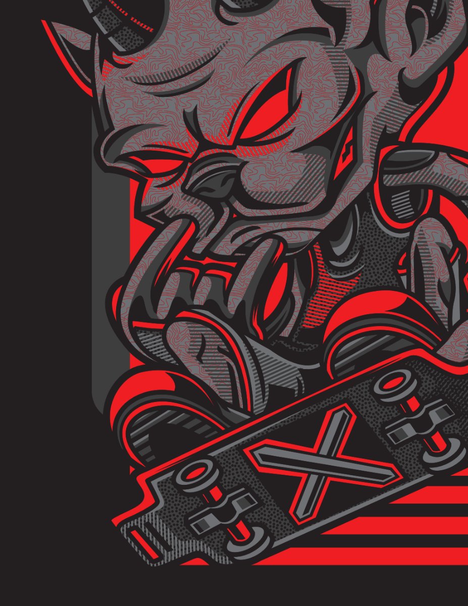 Vector Quỷ Oni Skateboard Đồ Họa