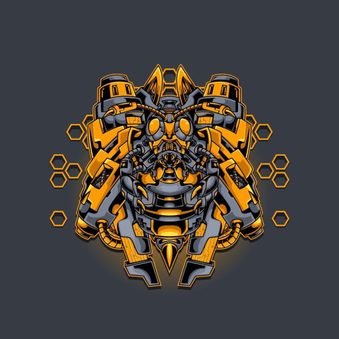 Vector Robot Ong Vàng Mạnh Mẽ