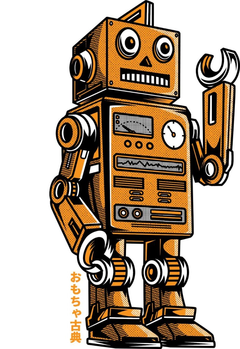 Vector robot retro phong cách vintage