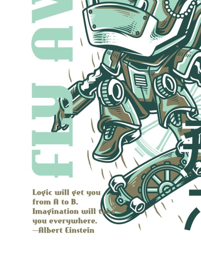 Vector Robot Skateboard Vintage