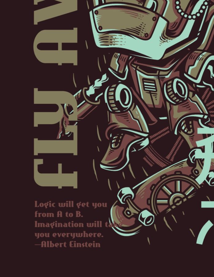 Vector Robot Trượt Ván Phong Cách Retro