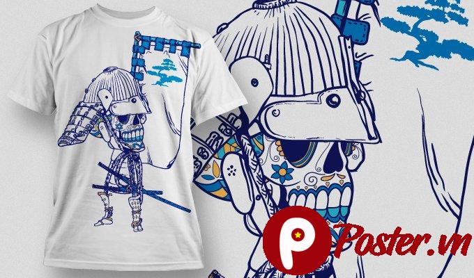 Thiết kế áo thun Samurai Skull vector