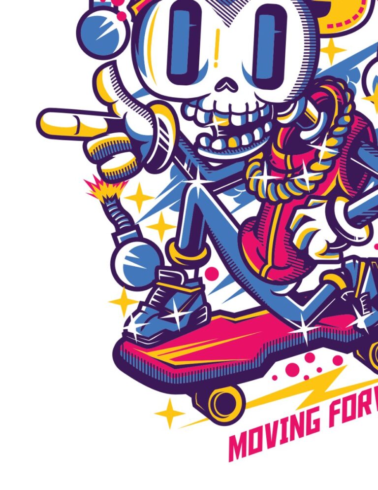 Vector Skeleton Skateboard