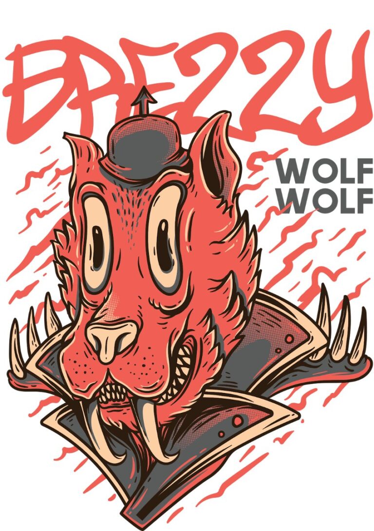 Vector sói Breezy phong cách streetwear