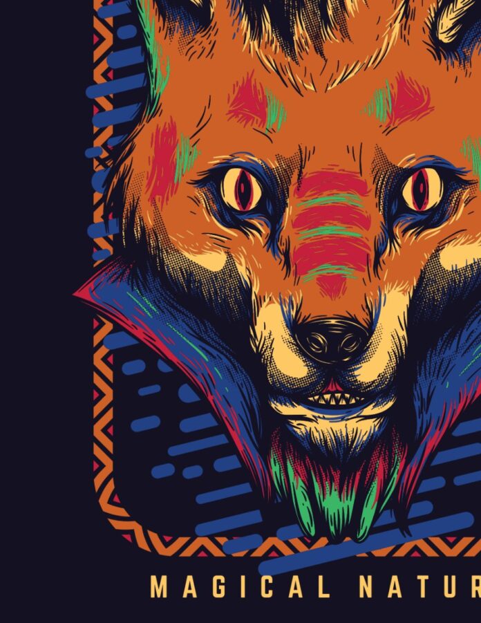 Vector sói đồ họa đa sắc