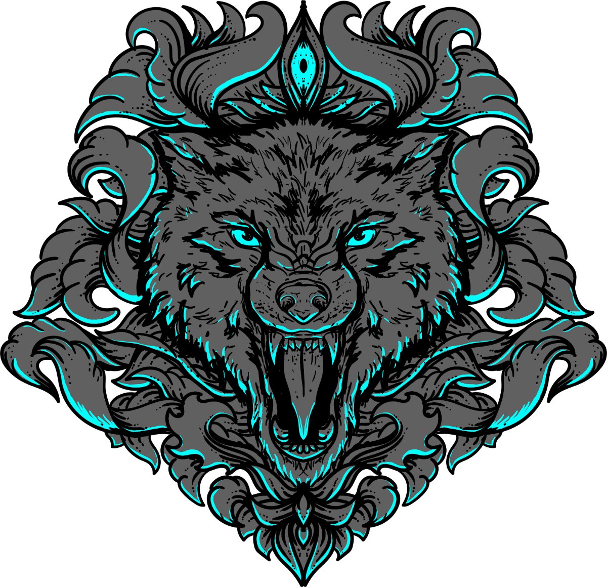 Vector sói đồ họa hầm hố