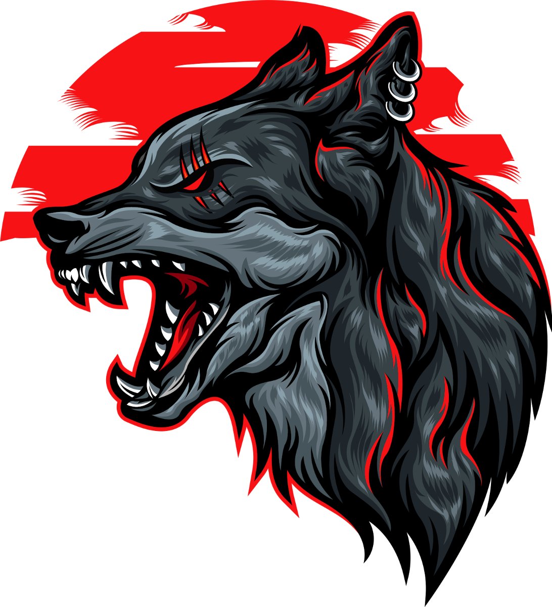 Vector Sói Đồ Họa Mạnh Mẽ