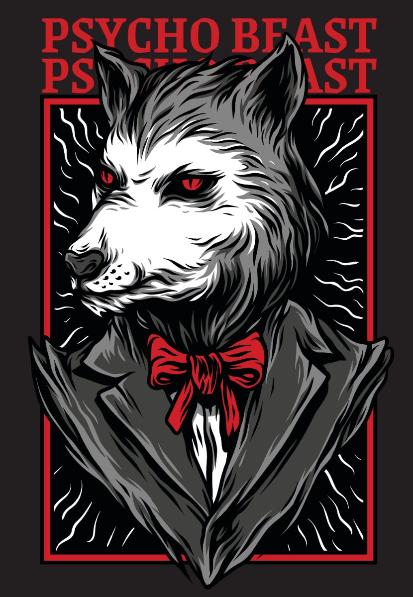 Vector Sói Zombie Psycho Beast