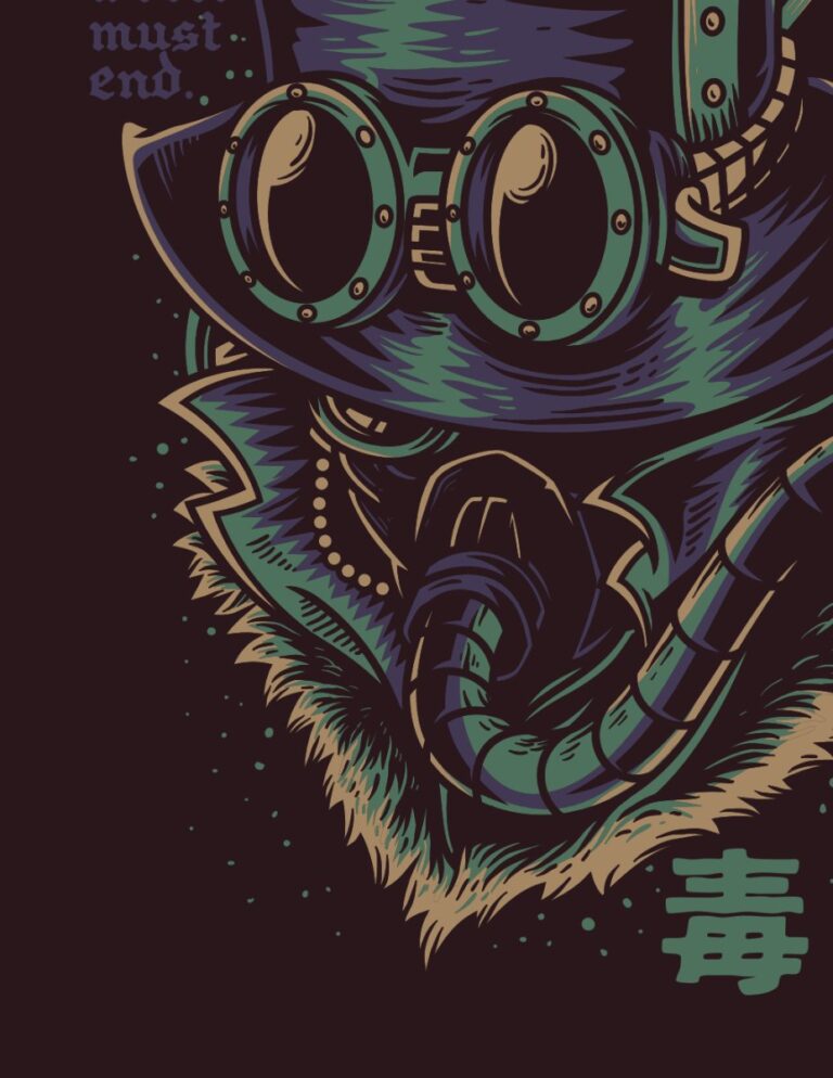 Vector Steampunk Sói Đeo Kính