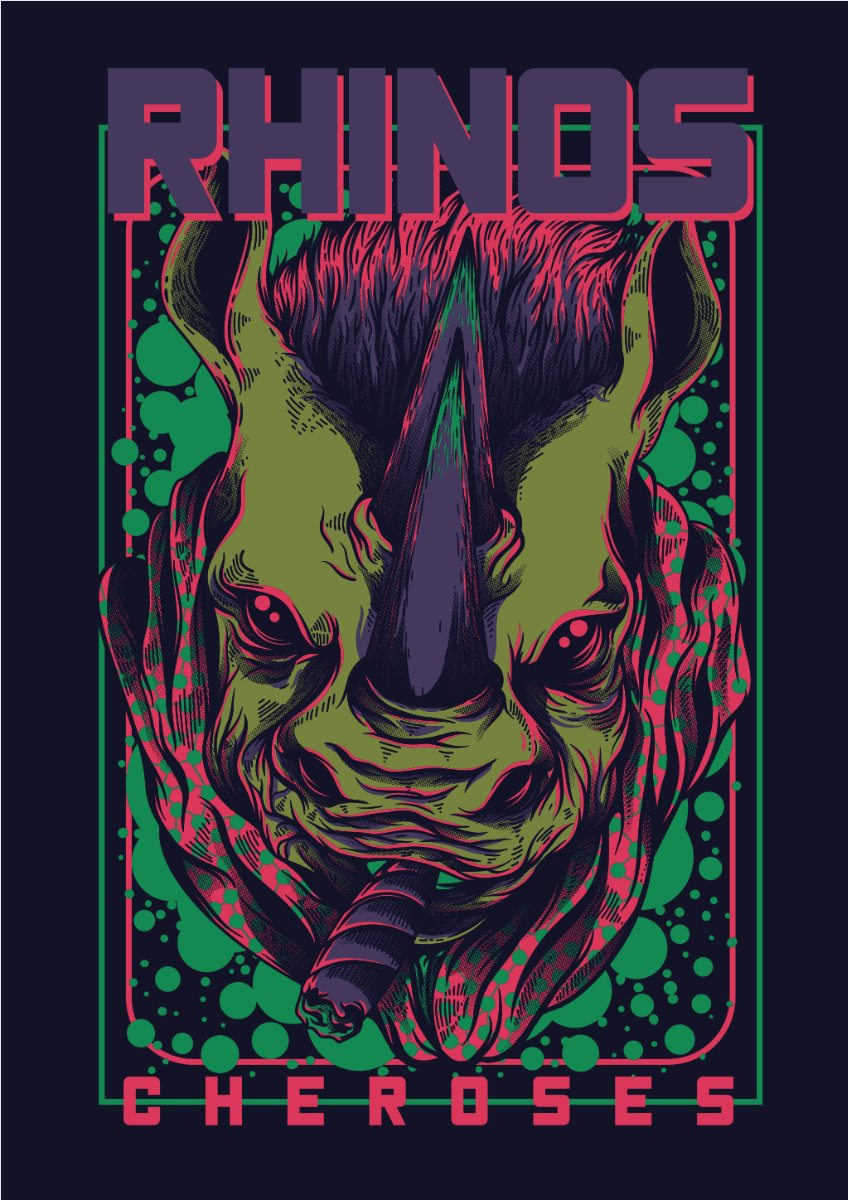 Vector tê giác zombie phong cách kinh dị