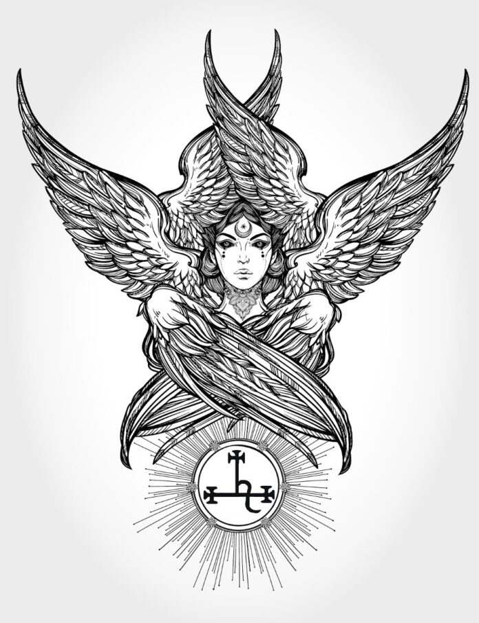 Vector thiên thần 6 cánh Gothic