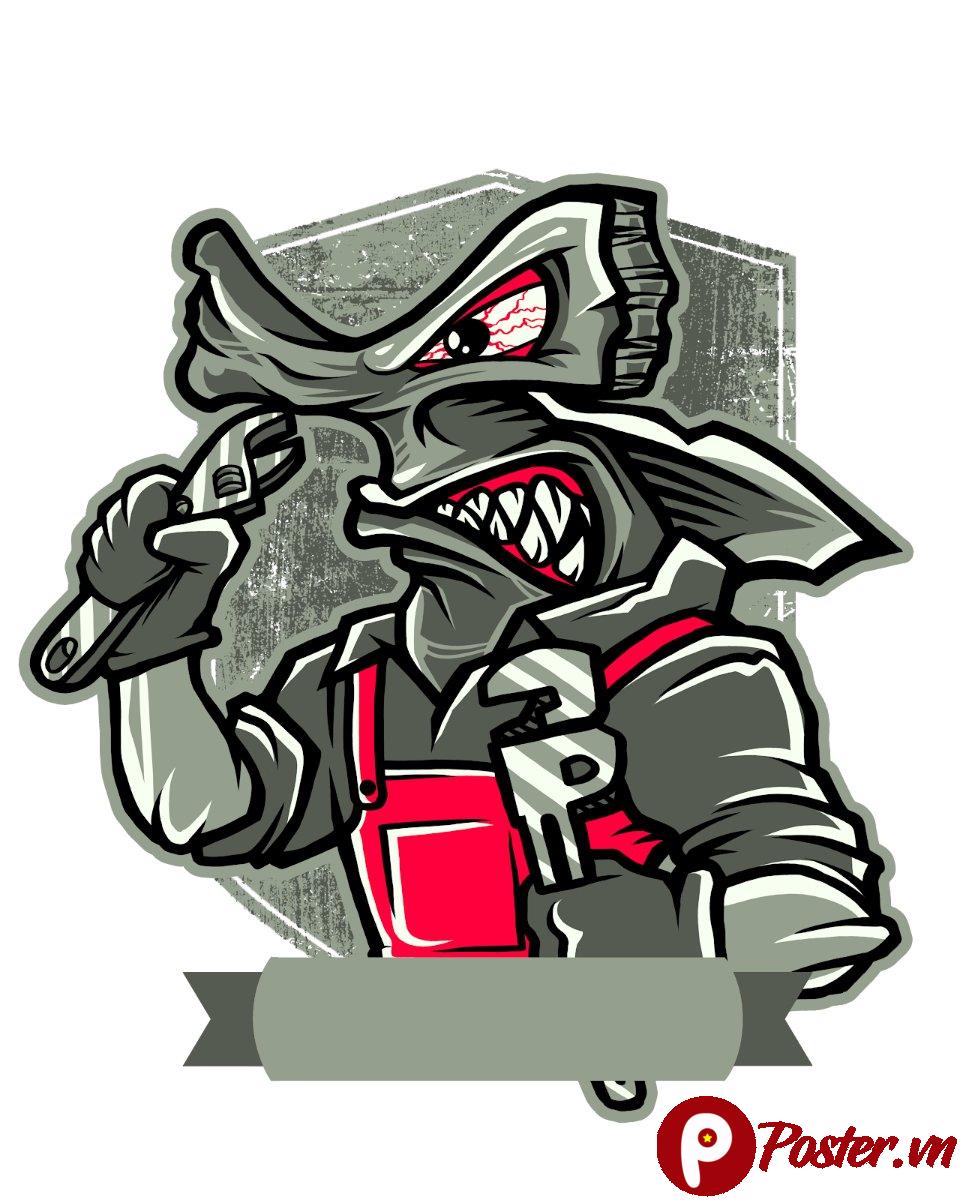 Vector thợ cơ khí hoạt hình